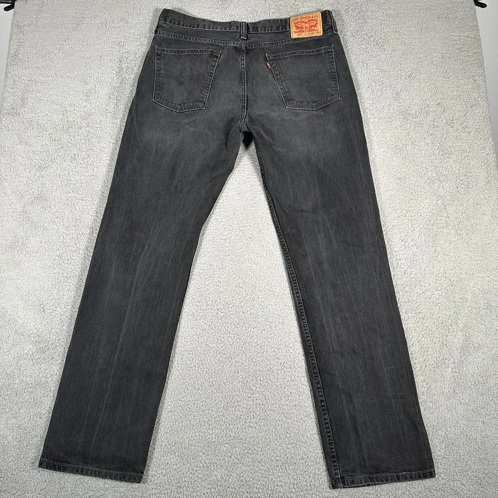 Levis Jeans Mens Size‎ 36x34 Black 514 Straight Leg Denim Fade Casual Cotton
